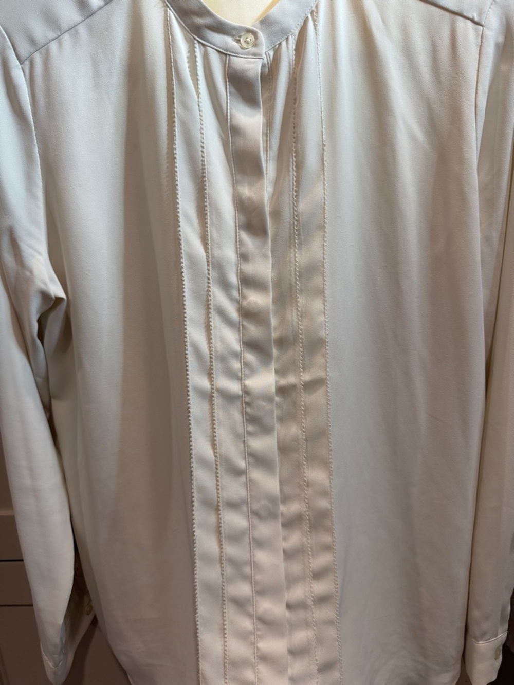 Ann Taylor Cream Pintuck Front Blouse - Picture 3 of 4